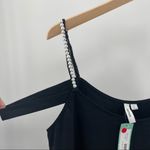 Kensie Tank Top Pearl Strap Trim Blouse Defina Top Crepe Black Size Large NWT Photo 5