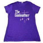 Gildan The Godmother T-Shirt Womens S Purple Baby Shower Gift Graphic Tee Photo 0