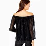 Lilly Pulitzer Black Metallic Emilee Long Sleeve Off The Shoulder Blouse Size L Photo 1