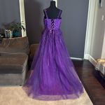 Women’s Purple Full Length Prom Party Quinceanera Dress Lace Appliqué Size 14 Photo 3