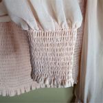 Aritzia Wilfred Tempest Women's Pink Saga Blouse Size Small Puff Sleeve Smocked Photo 3