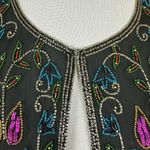 PAPELL BOUTIQUE EVENING Black Silk Beaded Cardigan Size L Size L Photo 4