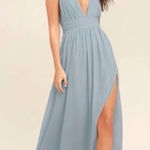 Lulus Heavenly Hues NWT size Small Light Blue Maxi Dress Chiffon Gown Photo 0