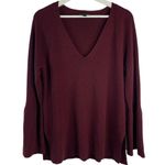J.Crew Sz L Sweater Peplum Bell Long Sleeve V-neck Wool Blend Burgundy Women’s Photo 1