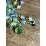 Vintage West Germany Pastel Glass Tulip Flower Beaded Necklace With Green Crysta Size 18 Photo 5