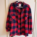 Aerie  Lumber Jane Flannel Shirt Red/Navy Blue Buffalo Plaid LS Shirt Size Large Photo 1