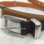 Brighton Pony Hair Black & Silver Metallic Concho Leather Belt M Photo 2