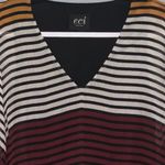 ECI Black White Purple & Mustard Striped V-Neck Long Bell Sleeve Shift Dress 4 Photo 2