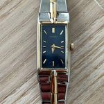 Seiko  Luxury Ladies Watch Blue Rectangular Dial Two-Tone Bracelet Cocktail Photo 3