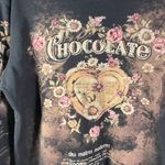 Katina Marie Floral Chocolate Rhinestone Print Long Sleeve Top Womens L USA Made Black Size L Photo 4