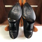 Stuart Weitzman  Vintage Black Bow Heel Gold Pumps Photo 8