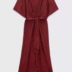 ZARA NWT LONG JACQUARD JUMPSUIT Burgundy Photo 6