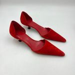 KHAITE Seville Suede d’Orsay Heels Red Pointy Toe Kitten Photo 12