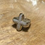 Konstantino 925 Sterling Silver & 18K Gold Diamond Pave Cross Ring RARE Photo 2