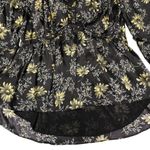 Cinq à Sept Cinq A Sept Simmons Floral Blouse XS Peasant V-neck Boho Ruffle Trims Black New Photo 6