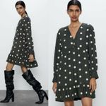 ZARA  Polka Dot V-Neck Dress Photo 1