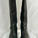 Lucky Brand  Black Riding Boots Scoty Round Toe Stacked Heel Leather Sz 9.5 M Photo 1