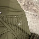 prAna Olive Green Quilted Winter Coat Knit Collar Women's Size Large Zip Buttons Photo 3