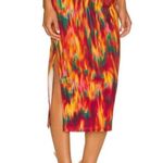 We Wore What cut out midi skirt fire tie dye zmv spicy orange multi large Photo 0
