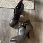 Isola  Dark Brown Ankle Booties with Gold Buckle Leather Boots Photo 6