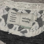 Saturday Sunday Anthropologie Womens Gray White Lace‎ Sleeve Sweater Large Photo 3