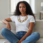 Y2K Chunky Boho Handmade Necklace Brown Photo 0