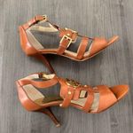Michael Kors leather strappy gladiator brown camel heels size 8 Photo 5