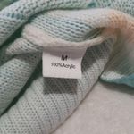 Miss Sparkling Aqua Blue & White Daisy Print Openwork Pull Over Sweater Size M Photo 11