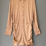 Mable sz S tan silky blouson mini cocktail dress‎ Photo 0