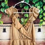 Show Me Your Mumu  Wedding Samantha Ruffle Wrap Dress Medium Gold Bridesmaid Midi Photo 1