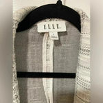 Elle  Cream Black Gray Cotton Tweed Lightweight Unlined Open Front Blazer Size S Photo 2