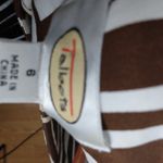 Talbots 6 Y2K Sleeveless Jumper Dress Brown White Geo Sheath Photo 2