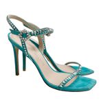 Stuart Weitzman  Gemcut Sandals Women’s Size 9 Blue Suede Embellished Heels Photo 12