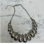 Teardrop Crystal Statement Necklace With Adjustable Chain Goth Wedding Prom Silver Photo 3