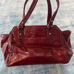 Anne Klein  Dark Red Faux Patent Croc Leather Handbag w Gold Colored Accents Photo 2
