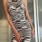 Elie Tahari 🖤 Josie Black and White Striped Halter Cotton Knit Sweater Midi Dress Photo 1