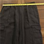 Flax  Black 100% Linen Cargo Tie Ankle Cropped Pants Size Medium Photo 6