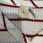 Paper Crane White and Red Striped Tie Front Waffle Knit Long Sleeve Top. Medium Photo 5