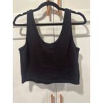 Aerie Black Ribbed Knit Cropped Tank Top S Lace Detail Sleeveless Scoop Neck NWT Photo 3