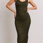 Zeagoo  Olive Green Ruched Maxi Tank Dress Size XXL – Sleek Bodycon‎ Style Photo 0