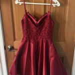 Dancing Queen  NEW XS Spaghetti Straps Burgundy Lace Bodice Short Dress w/pocket Photo 4