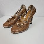 Isabella Fiore Womens Shoes Size 6.5 Brown Leather Snakeskin Embossed Strappy Photo 3