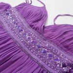 Adrianna Papell Chiffon Beaded Purple Maxi Dress Long Gown Photo 15