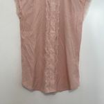 EXPRESS Light Baby Pink Textured Swiss Dot Lace Trim High Neck Coquette Blouse S Photo 2
