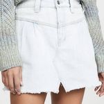 Free People Skirt Silver Lake Denim Mini High Rise Pleated Frayed Hem Size 27 Photo 0