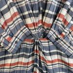 Catherines 1X 18W 20W Twist Front Tunic Top Plaid Half Sleeve Preppy Flattering Photo 4