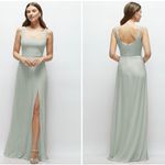 Thread Square Neck Chiffon Maxi Dress With Circle Skirt Size 8 Green Photo 2