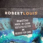 Robert Louis blue and green abstract print belted shirt dress size medium Photo 4