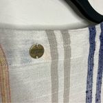 Rip Curl striped deep v-neck swim coverup white blue tan peach womens size large Photo 6