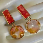Pink and orange geometric drop earrings Orange Photo 0